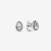 ราคา 14k Rose Gold plated Stud Earrings With Clear Cubic Zirconia 925 Sterling Silver Teardrop Earring Jewelry For Women (21020817608)