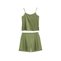 ราคา haas ชุดเซ็ตผู้หญิง เบลาส์สายเดี่ยว กางเกงขาสั้น สีพื้น HSET010 (17031409086)