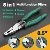 ราคา โปรโมชั่นใหญ่ 5in1 8 5นิ้ว คีมอเนกประสงค์ คีมตัดลวด ทำจากเหล็ก CR V กันน้ำ กันสนิม ปอกลวด กดลวด ตัด ม้วนลวด หนีบ คีมตัดสายไฟ คีมปอกสายไฟ คีม (18596960191)