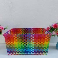 ราคา ตระกร้าสาน เส้นพลาสติกสาน ตะกร้าสานพลาสติก ตระกร้าจ่ายตลาด ตะกร้าใส่ผ้า ตระกร้าใส่ของ ตระกร้า ตะกร้าสาน หูเจาะ (12293825929)