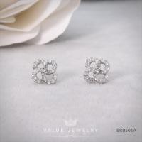 ราคา ต่างหูแป้น ฝังคริสตัลขนาด2มิล ลายกังหัน ดอกไม้ Flower ขนาดกลาง ตุ้มหู เครื่องประดับ ER0501 ValueJewelry (11198383424)