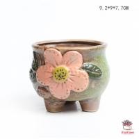 ราคา กระถางต้นไม้ ลายดอกไม้ใหญ่ กระถางดินเผาเคลือบสี ไม้อวบน้ำ กุหลาบหิน cactus succulentหลากหลายสายพันธ์ (4612886639)