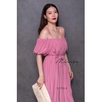 ราคา ป้าย Mirrorsister 30704 4 เดรสสายเดี่ยวเว้าไหล่สายปรับสั้นยาวได้ตามระดับ ทรงหลวม แขนกระปุกพองน่ารัก มีสายผูกเอว (19658075288)