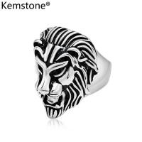 ราคา Kemstone แหวนชุบเงินสีดำแหวนไททาเนียวหัวสิงโตสำหรับผู้ชายเครื่องประดับสแตนเลส (20633768910)