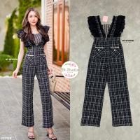 ราคา งานป้าย BT Studio Sale จั้มสูทขายาวแต่งสายลูกไม้ช่วงกางเกงผ้าทอลายตาราง 590 (19864265791)