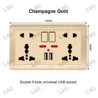 ราคา LSG เต้าเสียบติดผนังพร้อมการควบคุมสวิตช์เต้าเสียบไฟฟ้าติดผนังพร้อมพอร์ต USB 2 1A ชาร์จเร็วเต้าเสียบสำหรับผนังที่มีสวิตช์ชนิด146ซ็อกเก็ต5รูแชมเปญทองแผงพีซี13A 250V เต้าเสียบปลั๊กสำหรับทุกรูเสียบสำหรับจ