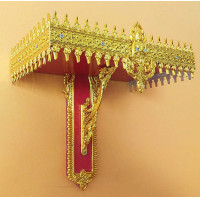 ราคา หิ้งพระ ขนาด 11 นิ้ว ลายเทพพนม สีแดงทอง แบบแขวนติดผนัง แข็งแรง สวยงาม หิ้งพระลายไทย บูชาพระ (10896819641)