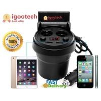 ราคา igootech Car Multifunctional Cup Shape 4 IN 1 ถ้วยขยายช่องจุดบุหรี่ 2 ช่อง USB 2 port ในรถยนต์ หน้าจอแสดงผลวัดค่าวัดแบตเตอรี่ เพิ่มที่ชาร์จในรถ Cup Shape Car Charger Dual USB Sockets power with LED 12