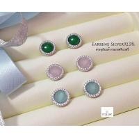 ราคา ต่างหูเงินแท้ แบบก้านเสียบ ประดับพลอยสี ล้อมเพชร cz รอบวง เส้นผ่าศูนย์กลาง 0 9 cm เรือนเงินแท้ (16365250984)