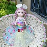 ราคา QVPYP BJD นางเงือกตุ๊กตานางเงือก Bjd รูปปั้นตุ๊กตาตุ๊กตาเจ้าหญิงเงือกนางเงือกเคลื่อนย้ายได้พร้อมเลื่อม Bjd 13ข้อต่อเลื่อนได้ของขวัญวันเกิดเด็กหญิงตุ๊กตา (20996949620)