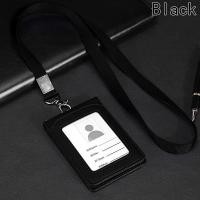 ราคา หนังกระเป๋าสตางค์บัตรเครดิตซองใส่บัตร Lanyard และ3ช่องใส่ Fit สำหรับบัตรประจำตัวสีดำ (169166862)