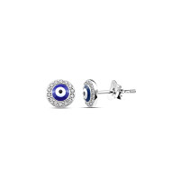 ราคา Silver thai Jewelry ต่างหูเงิน CZ Evil Eye silver earrings CZ Evil Eye ต่างหูเงินแท้ ตุ้มหู ใส่่แล้วไม่แพ้ พร้อมส่ง (20536834045)