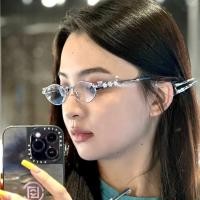 ราคา ซีรีย์เพชรแต่งงานแว่นกันแดดทรงรีขนาดเล็กใหม่มีแบรนด์ (20911846745)