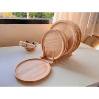 ราคา จานไม้ ผลิตจากไม้ยางพารา ใส่อาหารได้ ถาดไม้วงกลม ถาดรองทรงกลม (19357503424)