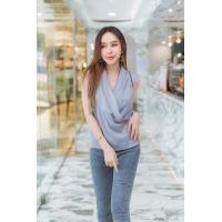 ราคา เสื้อแขนกุด ทรงป้าย คอวี อก 38 ยาว 22 ผ้าซาติน เนื้อเงา งานสวย (21070168539)