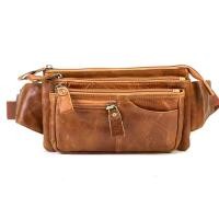 ราคา Chinatown Leather กระเป๋า ผู้ชาย หนังวัวแท้ คาดเอว สะพายหน้าอก ซิปยื่นหน้าสีน้ำตาลแทน (16356053146)