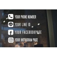 ราคา MP L สติ๊กเกอร์ติดกระจก ป้ายร้านกาแฟ สติ๊กเกอร์เปิดปิดร้าน ชื่อร้านค้า เบอร์โทร id line facebook instagram G0050 (12403665534)