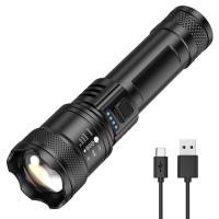 ราคา 800LM ที่ชาร์จ USB เรืองแสง LED Super ไฟฉายสว่าง Type C ไฟฉายซูมได้โหมดแสง3โหมดสำหรับตกปลากลางแจ้งแบบฉุกเฉิน (20824172907)