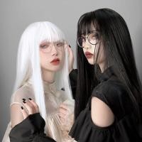 ราคา วิกผมผู้หญิง วิกผมยาวตรง สีดำและขาว หน้าม้า ซ่อมอารมณ์ (12901062555)