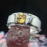 ราคา แหวนปลอกมีด แหวนซิทริน แหวนเงินแท้ ชุบทองคำขาว พลอยซิทรินแท้ YTG 8169 (17397890773)