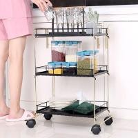 ราคา DT46 59 ชั้นวางของเหล็กดัดล้อเลื่อน 3ชั้นสีดำโครงสีทอง (15635903600)