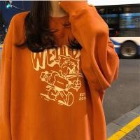 ราคา สีส้มเสื้อกันหนาวผ้าฝ้าย 100 ผู้หญิงญี่ปุ่นการ์ตูนพิมพ์แขนยาวหลวมเสื้อยืดเกาหลี 2021 New070810 (9142072576)