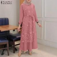ราคา ZANZEA Muslimah ผู้หญิงมุสลิมอิสลาม Abaya Kaftan ชุดราตรีงานปาร์ตี้เสื้อแม๊กซี่เชิ้ต (7214962125)
