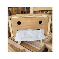 ราคา กล่องกระดาษทิชชู่ไม้สักลายยิ้มสไตล์มินิมอลไม้สักแท้ไม้ดิบ มี2ขนาด (15893639776)