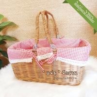 ราคา ตะกร้าลายสต๊อกสีแดง ตะกร้าอเนกประสงค์ ตะกร้าใส่ของ ตะกร้าทรงเหลี่ยม ตะกร้าหูหิ้ว ตะกร้า แจ่มจักสาน (10574889502)