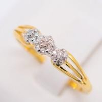 ราคา Happy Jewelry แหวนเพชรของแท้ แหวนกระจุก 3 กระจุก ทองแท้ 9k 37 5 ขายได้ จำนำได้ ME622 (16892127844)