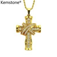 ราคา Kemstoneชุบทองฮิปฮอปพระเยซูข้ามคริสตัลสามมิติBlingสร้อยคอพร้อมจี้เครื่องประดับ (393507134)
