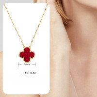 ราคา พร้อมส่ง เครี่องประดับแฟชั่น สร้อยคอสแตนเลสหรูหราจี้ใบโคลเวอร์สี่ใบโคลเวอร์สําหรับผู้หญิง 62 (19338775236)