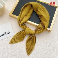 ราคา ผ้าพันคอผ้าซาตินอัดพลีทสำหรับผู้หญิงผ้าพันคอผูกผมทรงสกินนี (13953990997)