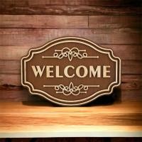 ราคา FudFudAR ฝุด ฝุด อะ ป้ายWELCOME แบบที่ 1 ตกแต่งร้าน ตกแต่งบ้าน วินเทจ vintage งานไม้ wooden shop ป้าย sign wooden (20825454553)