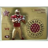 ราคา DERRICK HAMILTON ROOKIE 393 500 การ์ดสะสมชิ้นส่วนเสื้ออเมริกันฟุตบอล NFL FRESHMAN ORIENTATION CARD San Francisco 49ers (20575960795)