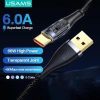 ราคา USAMS สายชาร์จ6A Type C ใส66Wสายชาร์จสำหรับ OPPO Xiaomi Huawei P40 P30 Pro P10 P20 Mate 10 9 Honor Note 10 V10 V20 Samsung S8สาย Note 8 Galaxy Z Flip3 Type C (14019959534)