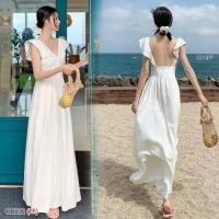 ราคา 11418 เดรสยาว ชุดสีขาว สายเดี่ยว พริ้วๆ ชุดโชว์หลัง ชุดไปทะเล เสื้อผ้าแฟชั่น (16980397207)