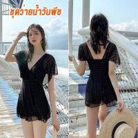 ราคา ชุดว่ายน้ำวันพีซ ชุดว่ายน้ำหญิง ชุดว่ายน้ำวันพีชลูกไม้ ชุดว่ายน้ำวันพีซสีดำ M L XL women black lace One Piece wimsuit (11671253202)