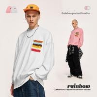 ราคา เงินเฟ้อเสื้อสเวตเตอร์เสื้อแขนยาวคอกลมมีกระเป๋าสีรุ้งแบรนด์2023ฤดูใบไม้ร่วง ฤดูหนาวกีฬาหลวมเสื้อสวมหัวสีทึบสำหรับทุกเพศ (20132052719)