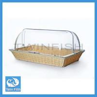 ราคา ส่งฟรี ตะกร้าพลาสติกสานแบบสี่เหลี่ยม พร้อมฝาใสเปิด ปิด 2 ด้านTWIN FISH รหัสPBB 2 PBC 3 (1381344457)