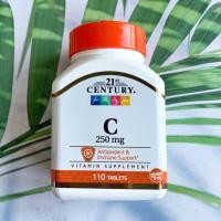 ราคา 40 OFF ราคา Sale EXP 04 2024 วิตามินซี แคลเซียม Vitamin C 250 mg Calcium 140 mg 110 Tablets 21st Century (20562940077)