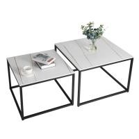 ราคา 2 ชิ้น โต๊ะกลางหินอ่อน สี่เหลี่ยม โต๊ะกาแฟสวยๆ กลม โต๊ะกลางหินอ่อน Marble Coffee Table จริง ลายหินอ่อน หินอ่อน โต๊ะกลางโซฟา Real Sintered Stone Table Nesting Table (21030279185)