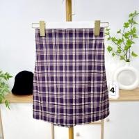 ราคา suysuy พร้อมส่ง กระโปรงสั้น มินิ ทรงเอ เอวอย่างยืด สม็อคหลัง ลายสก็อต สีม่วง ผ้ายืด มีซับใน สไตล์เกาหลี (21149655897)