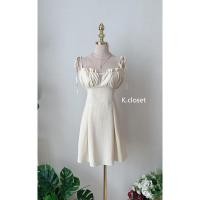 ราคา มินิเดรส ผูกโบว์ไหล่แต่งซีทรูอก (20247131144)