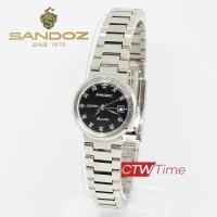 ราคา Sandoz นาฬิกาข้อมือผู้หญิง สายสแตนเลส รุ่น SD99384SS04 สีเงิน หน้าปัดดำ (436613959)