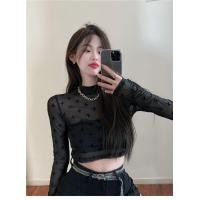 ราคา DDพร้อมส่งเสื้อซีทรูคอเต่า แขนยาว ลายดอกจันทร์ เซ็กซี่ ผ้าบางใส่สบาย 6J (20321367789)