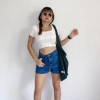 ราคา Pokky jean shorts กางเกงยีนส์เอวสูงขาสั้น กางเกงยีนส์สีเข้มขาสั้นสายฝอ ยีนส์สั้นเกาหลี (19457148565)