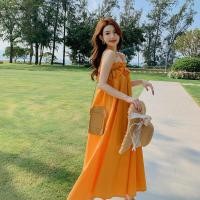 ราคา Piaopiaoชุดเดรสสตรีสีส้มและสีขาวกระโปรงลูกไม้หลวมกระโปรงสายเอี๊ยมแฟชั่นทุกวันริมทะเลวันหยุดยาวกระโปรง (11187121453)