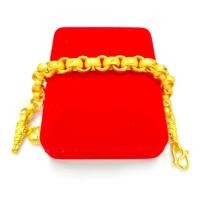 ราคา สร้อยข้อมือทอง ลายผ่าหวาย ยิงทรายตัดลาย น้ำหนัก 3บาท มีขนาดความยาวให้เลือก สินค้าขายดีพร้อมส่ง ชุบเศษทองเยาวราช ชุบทอง 24K (758044220)