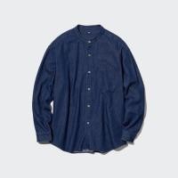 ราคา UNIQLO เชื้อเชิ้ต คอจีน แขนยาว DENIM OVERSIZED STAND COLLAR LONG SLEEVE SHIRT (19596523204)